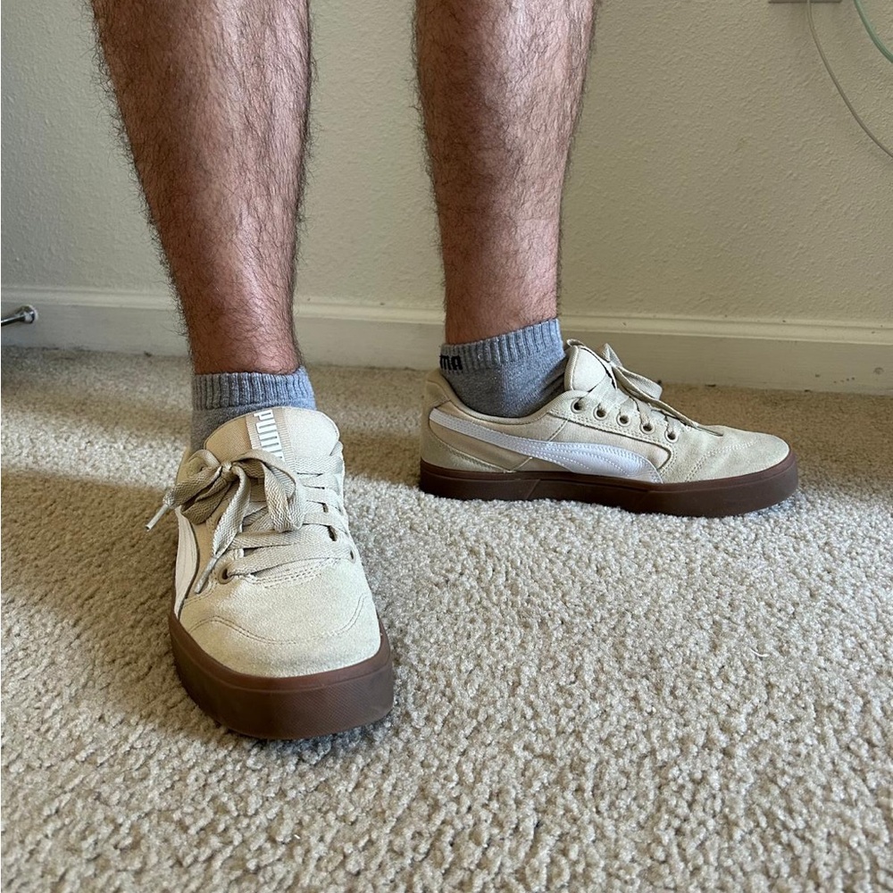 Puma Cream Sneakers with Brown Soles